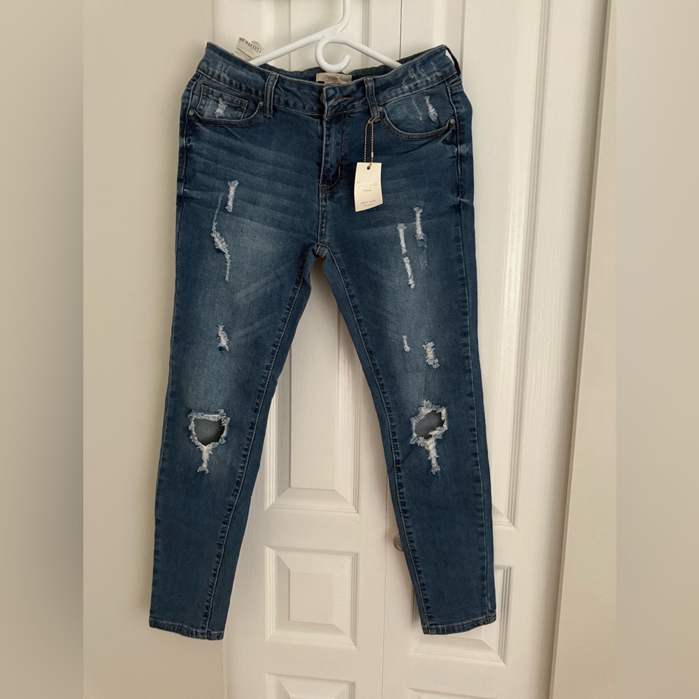 Forever 21 Blue Skinny Distressed Jeans